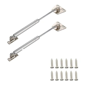 2 Piece 100N Cabinet Door Hydraulic Hinge Metal Head Lift Support Soft Close & Buffer Telescopic