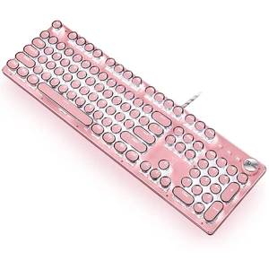 Pink Gaming Mechanical Keyboard Green Switches, White Backlight, USB Wired Laptop Desktop Computer
