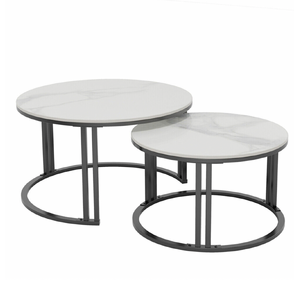 Interior Ave - Premier Nested Coffee Table Set - White Marble Stone