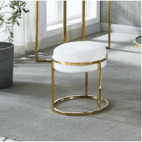 Soho White Velvet & Gold Ottoman Footstool
