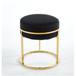 Soho Black Velvet & Gold Ottoman Footstool