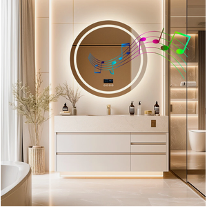Interior Ave - 80cm Round Frameless LED Bathroom Mirror – Bluetooth