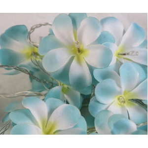 1 Set of 50 LED Tropical Blue Frangipani Flower Battery 5m LONG String Lights Christmas Gift Home Wedding Beach Party Decoration Outdoor Table Centrep