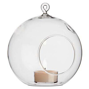 24 Bulk Buy of Hanging Clear Glass Ball Tealight Candle Holder - 8cm Diameter / High - Wedding Globe Decoration Terrarium Succulent Plant Mini Garden