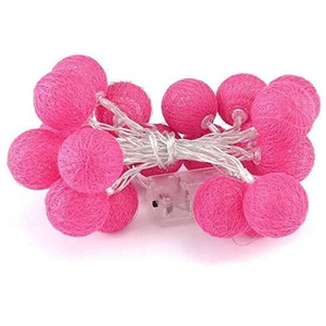 50 Ball HOT Pink LONG 5m String Light Battery Box 5cm Cotton Ball  Christmas Birthday Bbay Girl Special Occasion Decoration