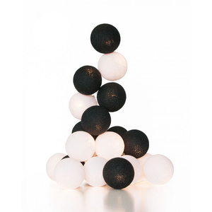 1 Set of 20 LED Black White 5cm Cotton Ball Battery Powered String Lights Xmas Gift Home Wedding Party Bedroom Decoration Outdoor Indoor Table Centrep