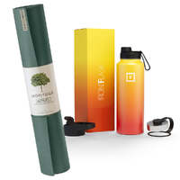 Harmony Mat - Jade Green & Iron Flask Wide Mouth Bottle with Spout Lid, Fire, 32oz/950ml Bundle