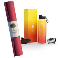 Harmony Mat - Raspberry & Iron Flask Wide Mouth Bottle with Spout Lid, Fire, 32oz/950ml Bundle