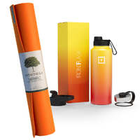 Harmony Mat - Orange & Iron Flask Wide Mouth Bottle with Spout Lid, Fire, 32oz/950ml Bundle