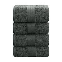 4 Piece Cotton Bath Towels Set - Charcoal