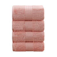 4 Piece Cotton Bath Towels Set - Coral