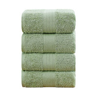 4 Piece Cotton Bath Towels Set - Sage Green