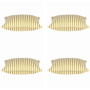 Pack of 4 Dandi Mustard Yellow & White Striped Square Cushion Covers 40x40cm