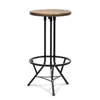 Industrial Wooden Iron Swivel Bar Stool - Black Rustic