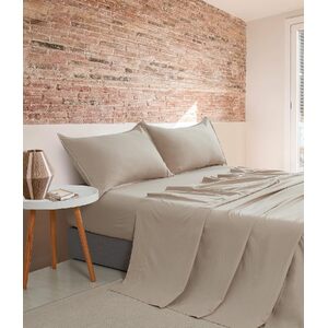 CleverPolly Vintage Washed Microfibre Sheet Set with 1 Pillowcase - Linen - King Single