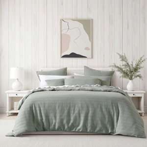 Kahlani Sage Waffle Quilt Cover Set King