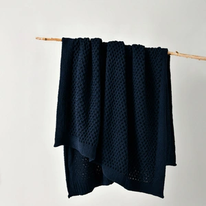 Bianca Sofala Indigo Polyester Chenille Throw Rug 130 x 170 cm