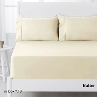 Hotel Living 250TC Polyester Cotton Fitted Sheet Set Butter Double