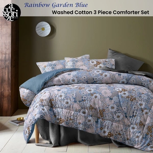 Accessorize 3 Pcs Rainbow Garden Autumn Washed Cotton Comforter Set Double
