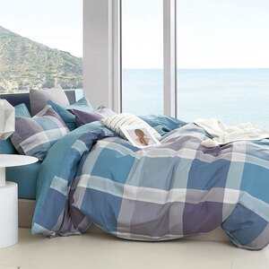 250TC Costa Check Cotton Sateen Quilt Cover Set King