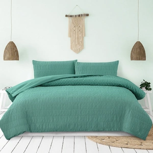 Tuscan Teal Ruched Quilt Cover Set Queen