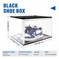 10PC  Black Stackable Shoe Display Box Hard Acrylic Sneaker Storage Containers Case