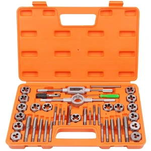 60Pc Tap And Die Set Metric Imperial Screw Screwdriver Thread Drill Pitch Gauge