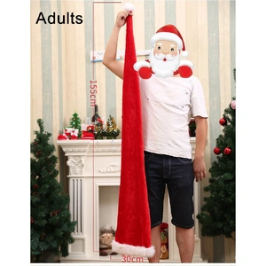 Christmas Unisex Adults Kids Novelty Hat Xmas Party Cap Santa Costume Dress Up, Long Santa Hat (Adults)