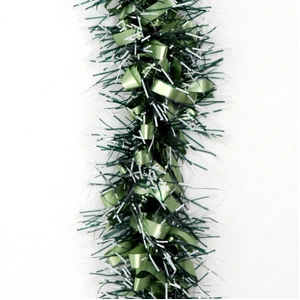 5x 2.5m Christmas Tinsel Xmas Garland Sparkly Snowflake Party Natural Home Décor, Bows (Black Light Green)