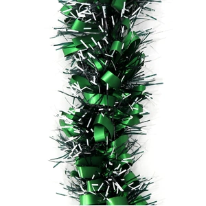 5x 2.5m Christmas Tinsel Xmas Garland Sparkly Snowflake Party Natural Home Décor, Bows (Black Green)
