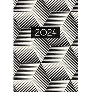 Black & White - 2024 A5 Padded Cover Diary Premium Planner Book New Year Gift