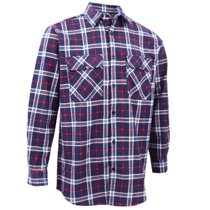 Men's 100% Cotton Flannelette Shirt Long Sleeve Plaid Check Flannel w Pockets, Patriot Navy Plaid, M