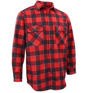 Men's 100% Cotton Flannelette Shirt Long Sleeve Plaid Check Flannel w Pockets, Lumberjack Red Buffalo Plaid, 3XL