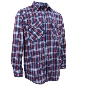 Men's 100% Cotton Flannelette Shirt Long Sleeve Plaid Check Flannel w Pockets, Patriot Blue Plaid, 3XL