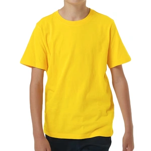 100% Cotton Kids T Shirt Childrens Boys Girls Basic Plain Short Sleeve Tee Tops, Yellow, 8