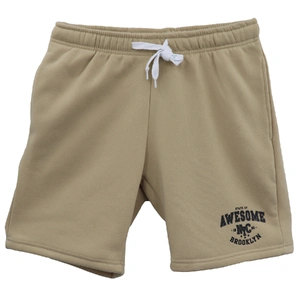 Men's Fleece Shorts Casual Sports Sweat Pants w Elastic Waist Drawstring Pockets, Beige, 3XL