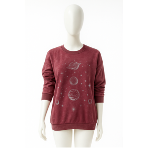 Mineral Wash Graphic Sweatshirt Burgundy XL