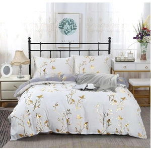 Reversible Design King Size White Duvet Quilt Cover Set