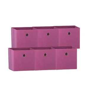 SORTI 33x33x27 CM Dark Pink 6-Pack Foldable Storage Cubes - Fabric Bookcase Organizers for Toys and More