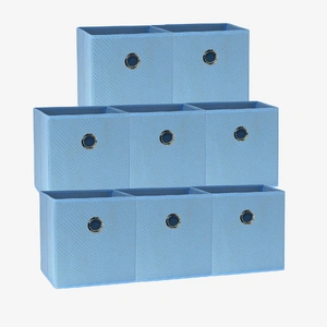 SORTI 27x28x27 CM Light Blue 8-Pack Foldable Storage Cubes - Fabric Bookcase Organizers for Toys and More