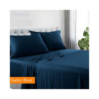 1200tc hotel quality cotton rich sheet set king single sailor blue