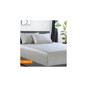 400 thread count bamboo cotton 1 fitted sheet with 2 pillowcases king single silver