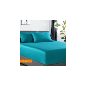 400 thread count bamboo cotton 1 fitted sheet with 2 pillowcases king teal