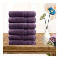 6 piece ultra light cotton hand towels in aubergine