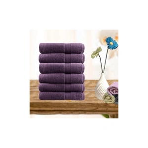 6 piece ultra light cotton hand towels in aubergine