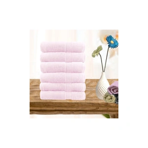 6 piece ultra light cotton hand towels in baby pink