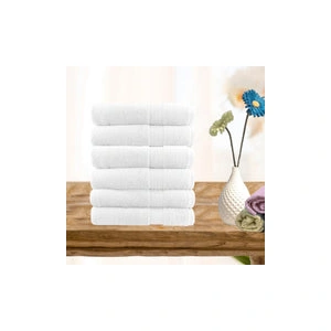 6 piece ultra light cotton hand towel set in white