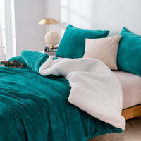 2 in 1 teddy sherpa duvet cover set and blanket queen teal