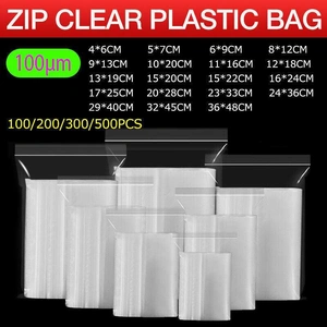 100PCS 100micron Bulk Clear Resealable PE Plastic Zip Bags - 4*6CM