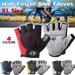 XL Size Cycling Bicycle Half Finger Bike Gloves Unisex Anti Slip Padded - Blue